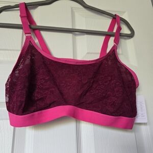 Auden Lace Bralette in Burgundy and Pink